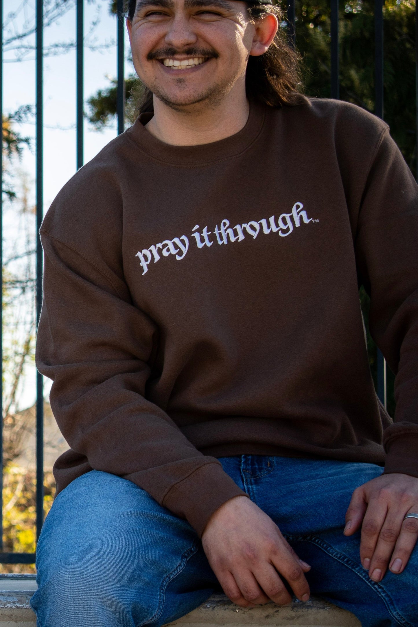 Pray It Through Earth Brown Sweater