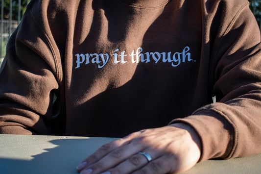 Pray It Through Earth Brown Sweater